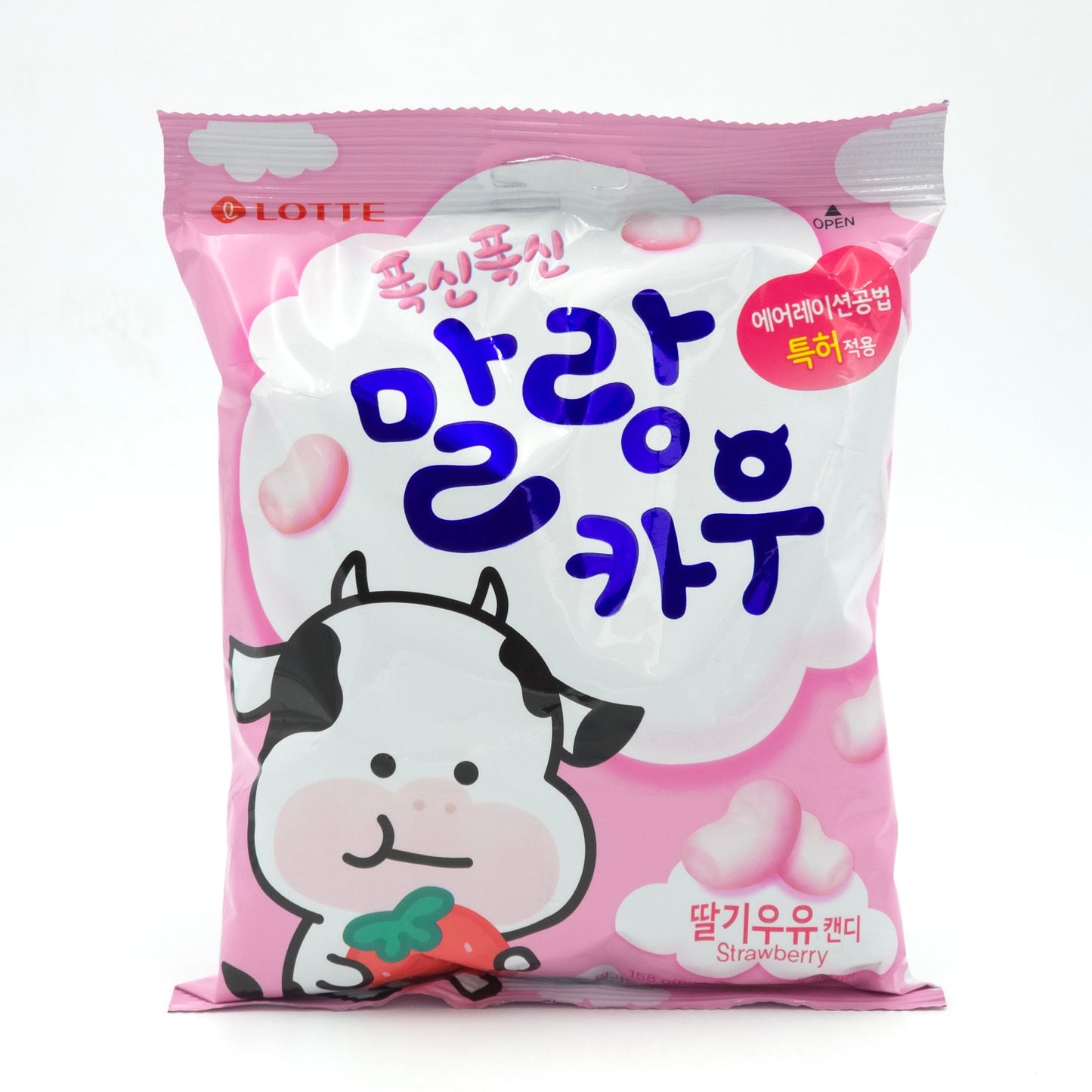 LOTTE Fluffy Candy Malang Cow Strawberry Milk 158g K-Food