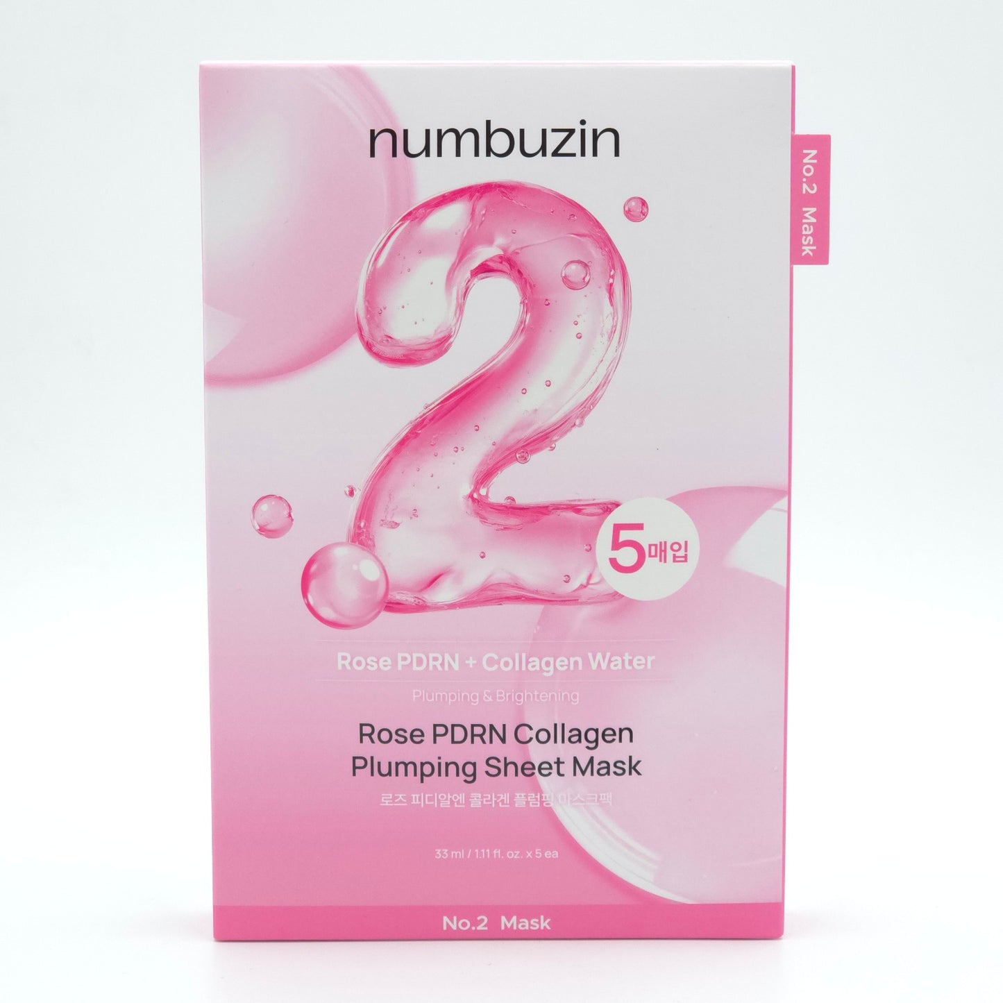 numbuzin No.2 Rose PDRN Collagen Plumping Sheet Mask 33ml x 5pcs
