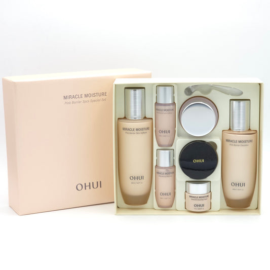 O HUI Miracle Moisture Pink Barrier 3pcs Special Set 7 Items Hydration K-Beauty