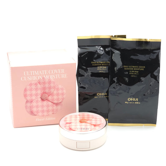 O HUI Ultimate Cover Cushion Moisture Flower Edition SPF50+ PA+++ 01 Milk Beige