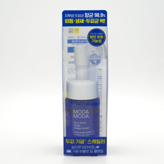 MODA MODA Blue Biotin Scalp Gargle Scaler 90ml Deep Scalp Cleanser Silicone Brush