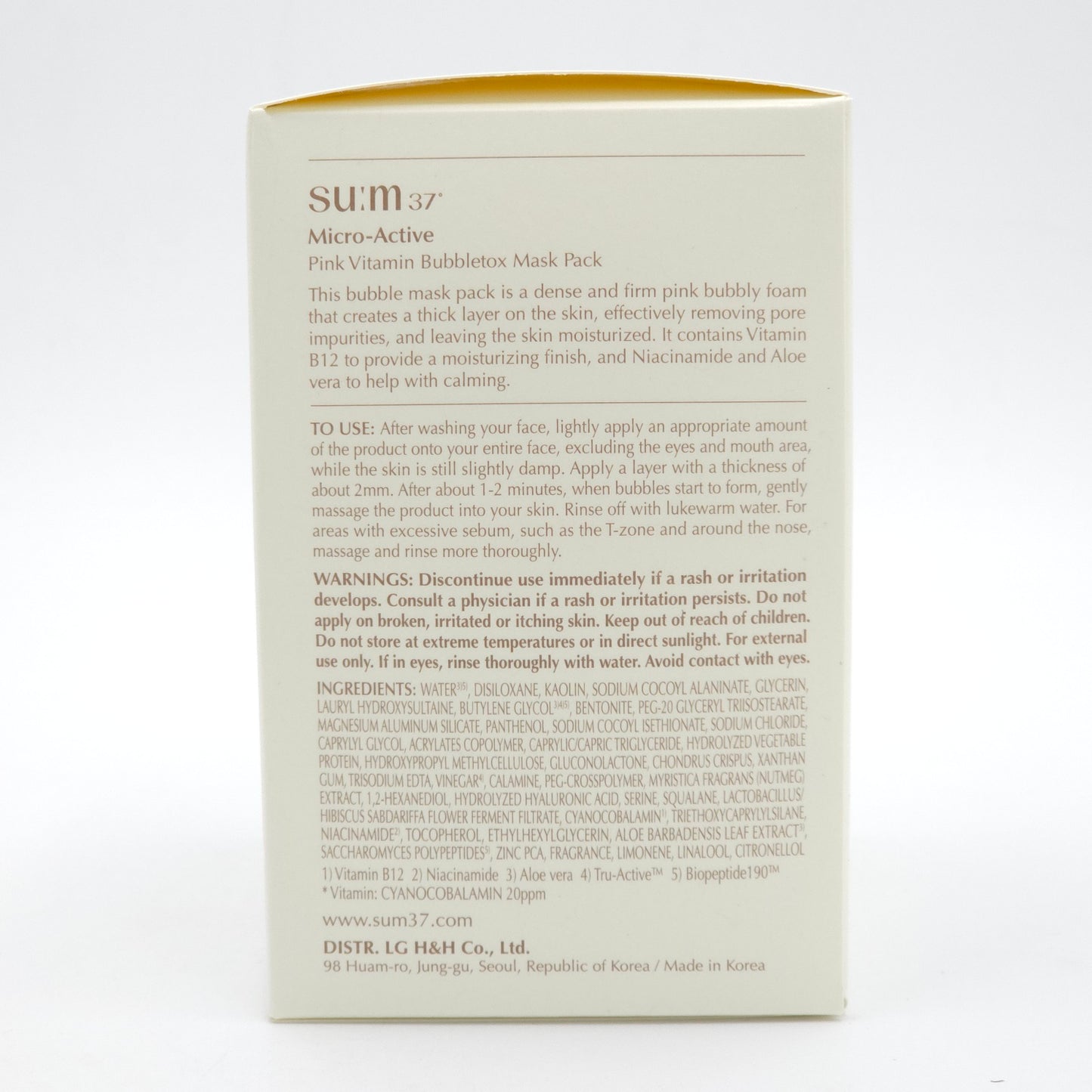 SU:M37 Micro Active Pink Vitamin Bubbletox Mask Pack 4ml x 50ea Bubble Cleansing Mask