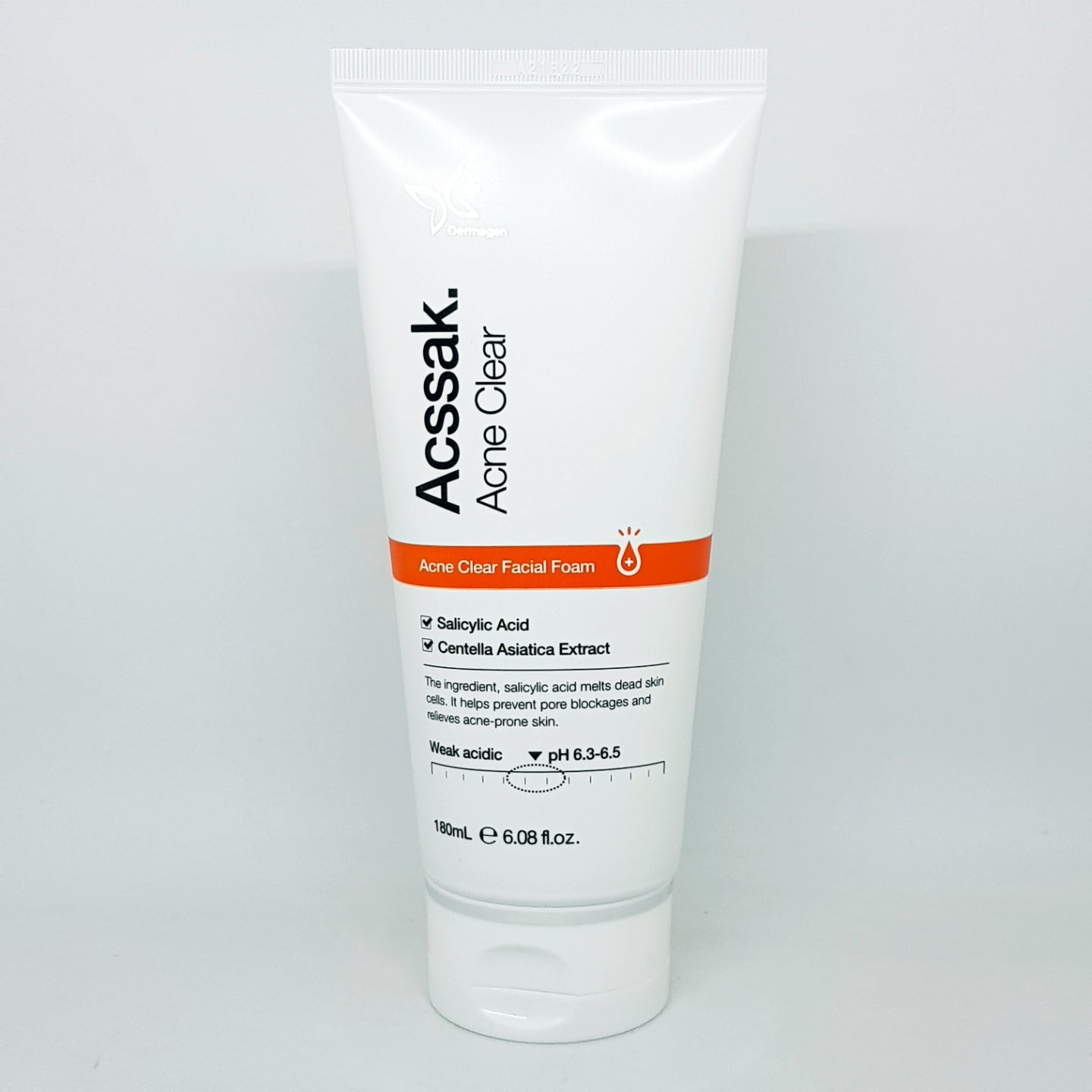 Dermagen Acssak Acne Clear Facial Foam 180ml BHA Low pH Cleansing Foam