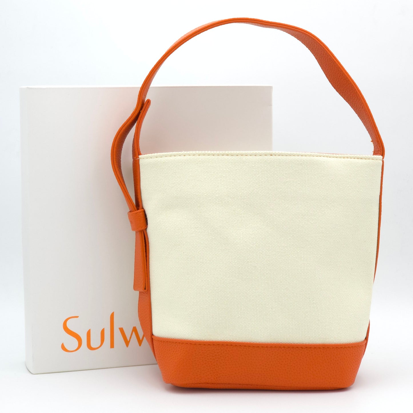 Sulwhasoo Bucket Bag Canvas Mini Handbag Ivory Orange Drawstring Bag