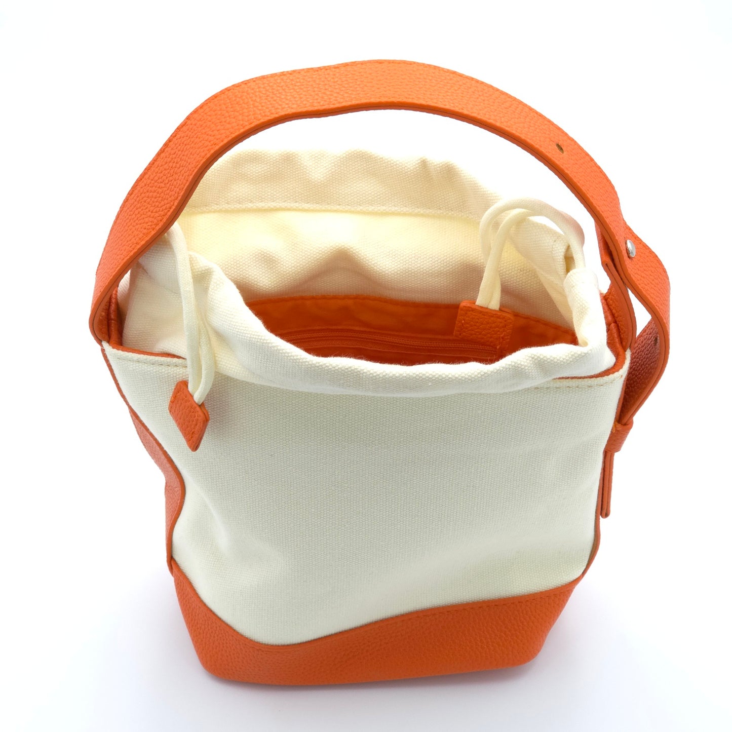 Sulwhasoo Bucket Bag Canvas Mini Handbag Ivory Orange Drawstring Bag