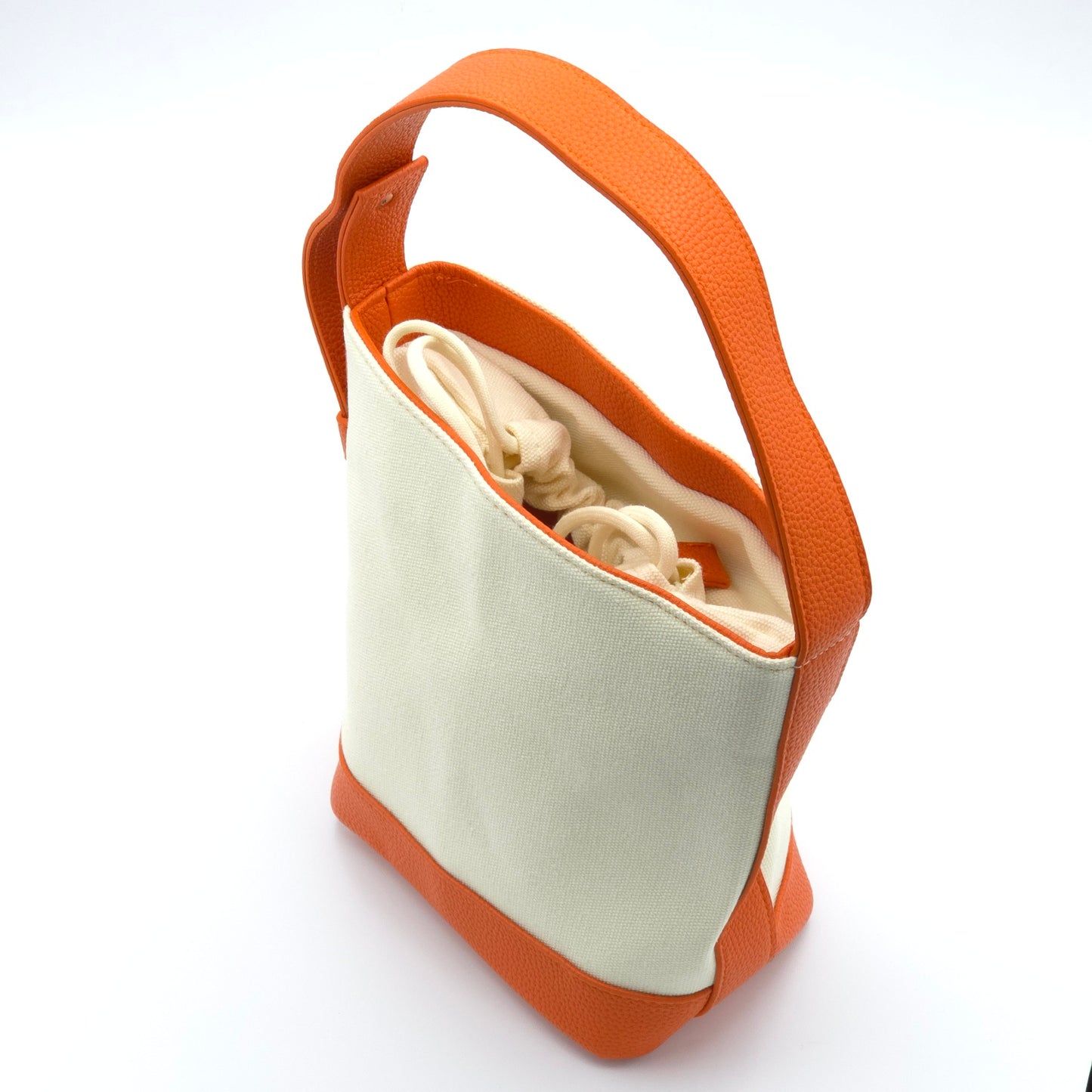 Sulwhasoo Bucket Bag Canvas Mini Handbag Ivory Orange Drawstring Bag