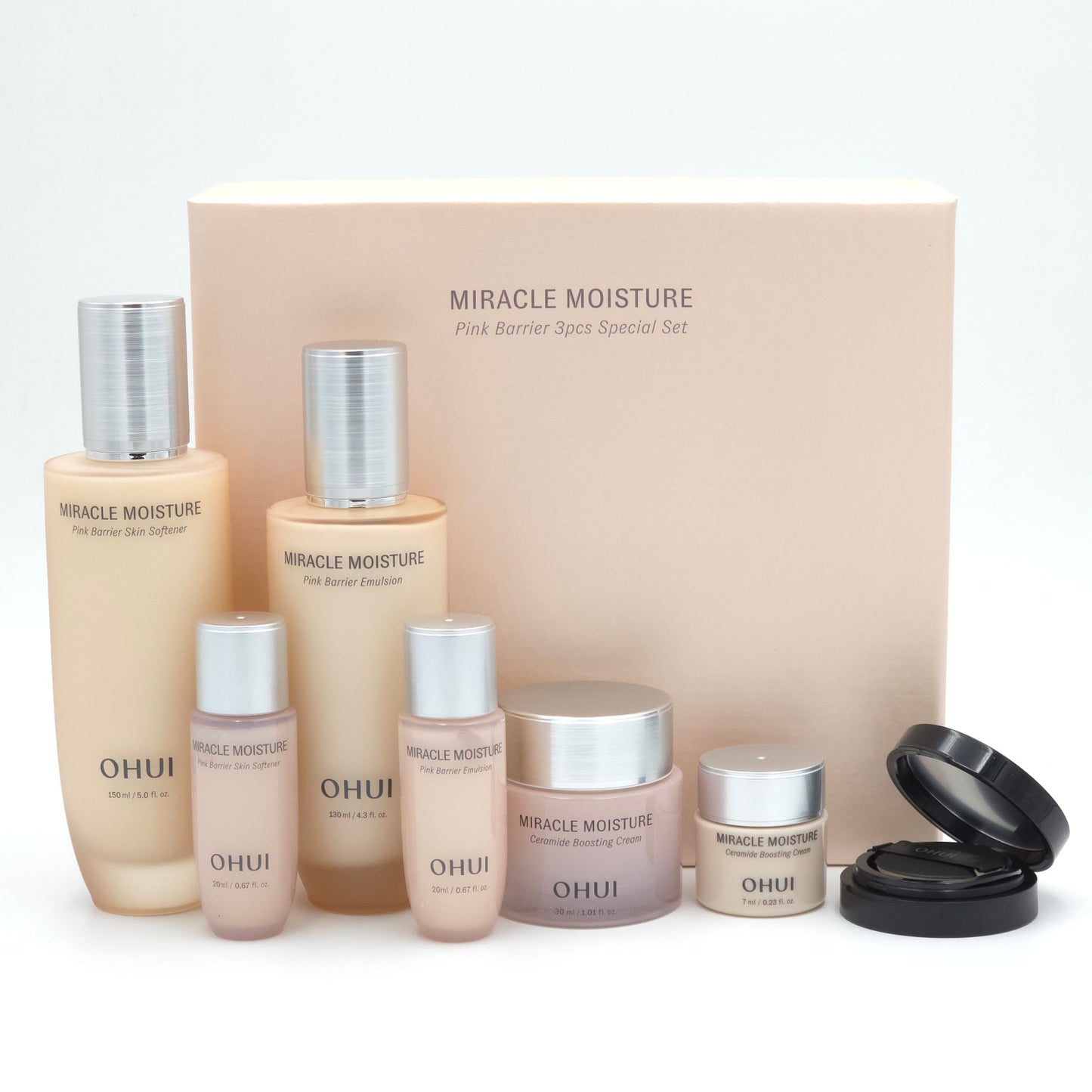 O HUI Miracle Moisture Pink Barrier 3pcs Special Set 7 Items Hydration K-Beauty