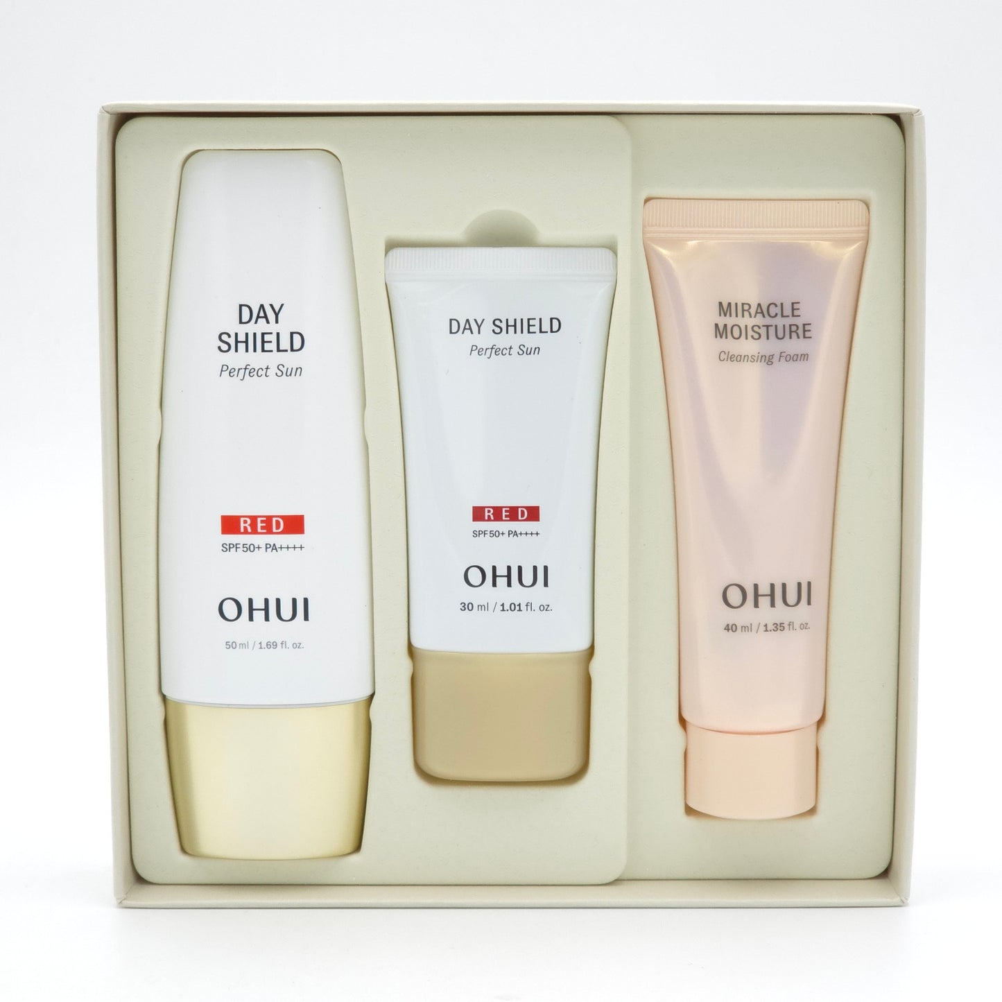 O HUI Day Shield Perfect Sun Red Special Set (50ml + 30ml) SPF50+ PA++++ Green Base