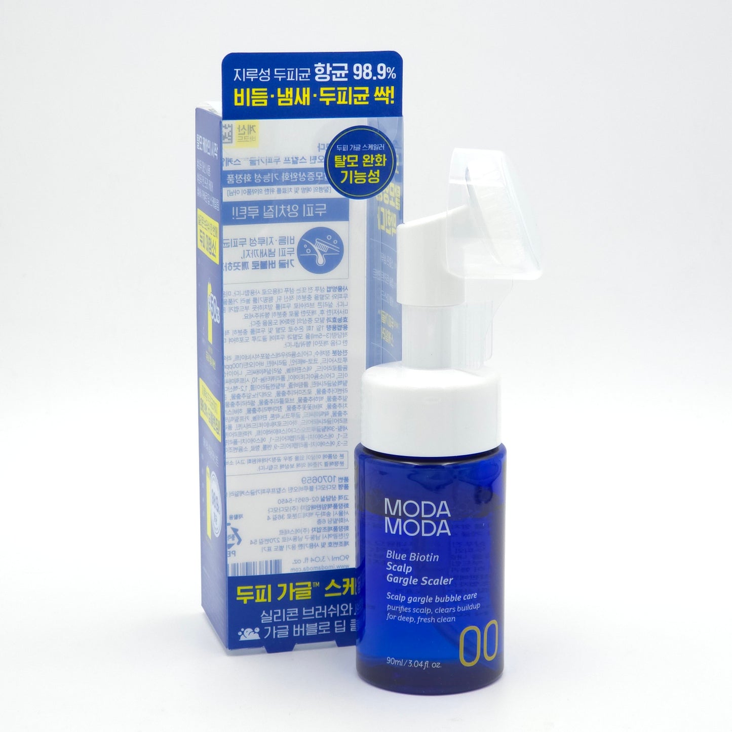 MODA MODA Blue Biotin Scalp Gargle Scaler 90ml Deep Scalp Cleanser Silicone Brush