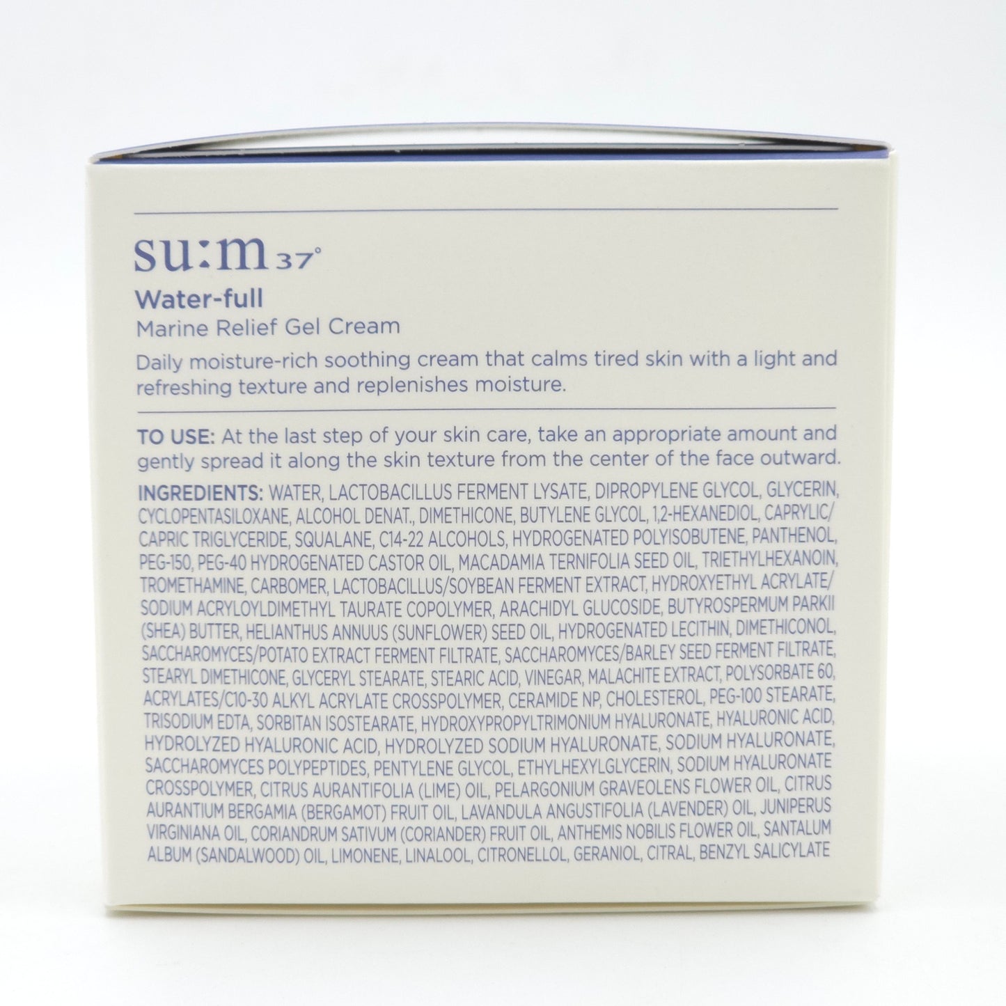 Su:m37 Water-full Marine Relief Gel Cream 50ml Hydrating Soothing Moisture