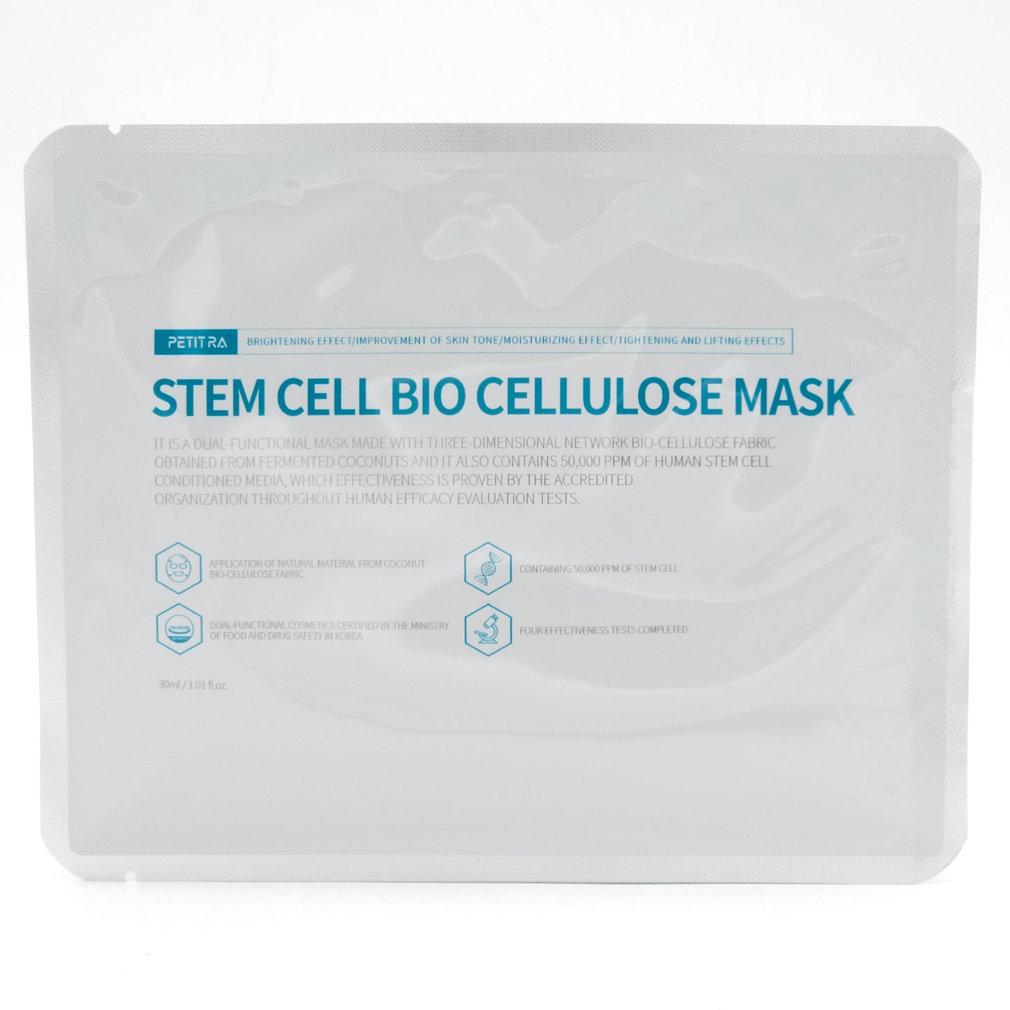 PETITRA Stem Cell Bio Cellulose Mask 30ml x 5pcs Brightening Hydrating
