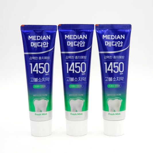 Median 1450 High Fluoride Toothpaste Fresh Mint 160g x 3ea