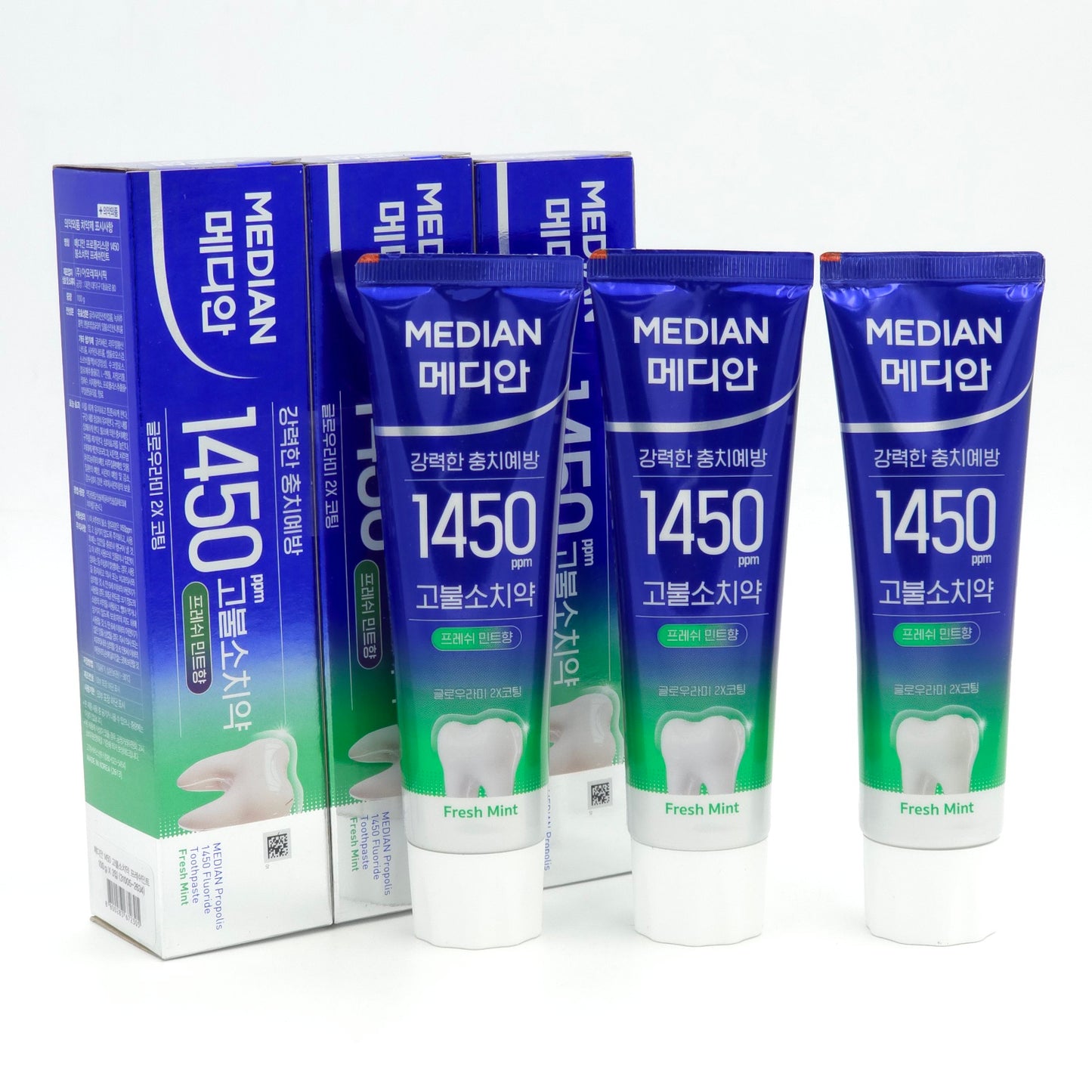 Median 1450 High Fluoride Toothpaste Fresh Mint 160g x 3ea