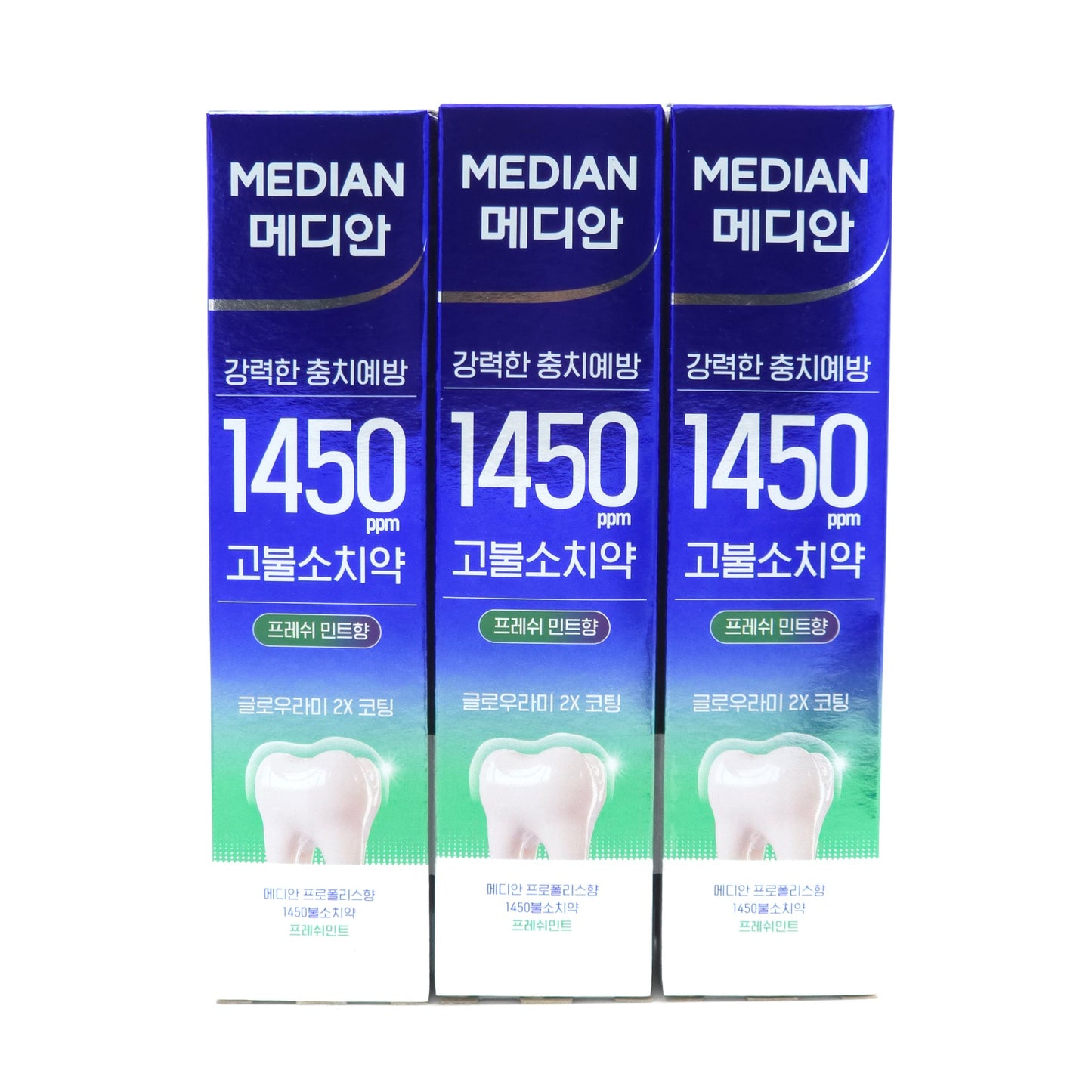 Median 1450 High Fluoride Toothpaste Fresh Mint 160g x 3ea