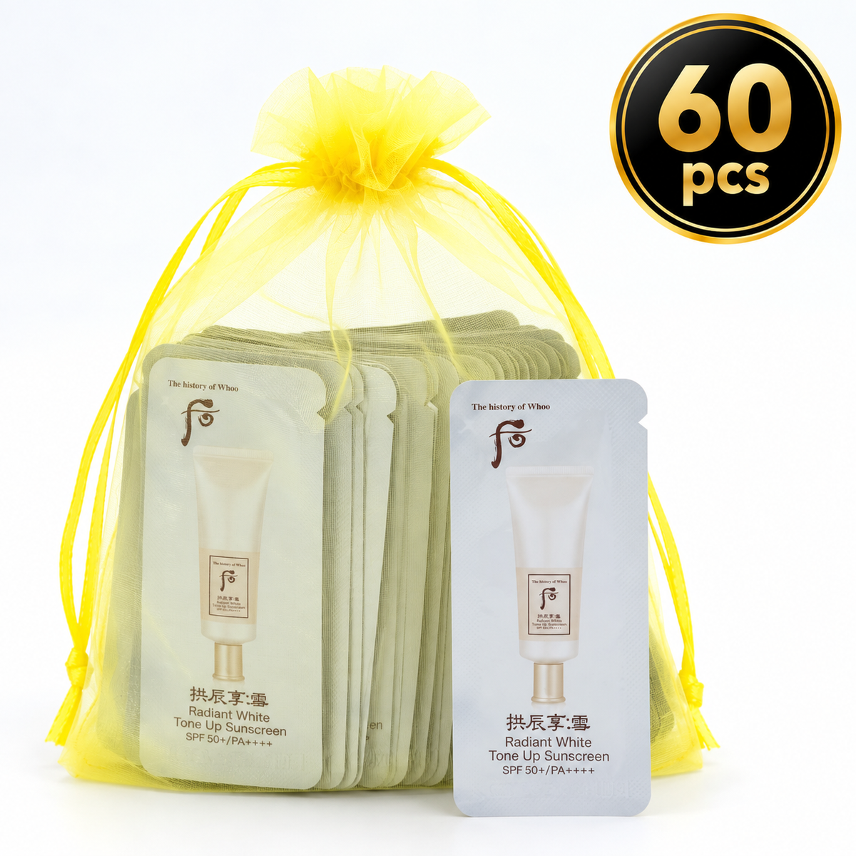 The History of Whoo Gongjinhyang Seol Radiant White Tone Up Sunscreen SPF50+ PA++++ - 1ml x 60pcs